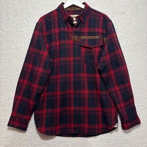 Flag Nor Fail Forever Collection Mens Medium Red Black Plaid Flannel Shirt‎ FNF